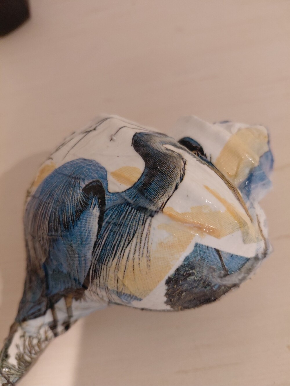 Handcrafted Blue and White Decorative Wall Shell - Home Art Accent Blue Heron